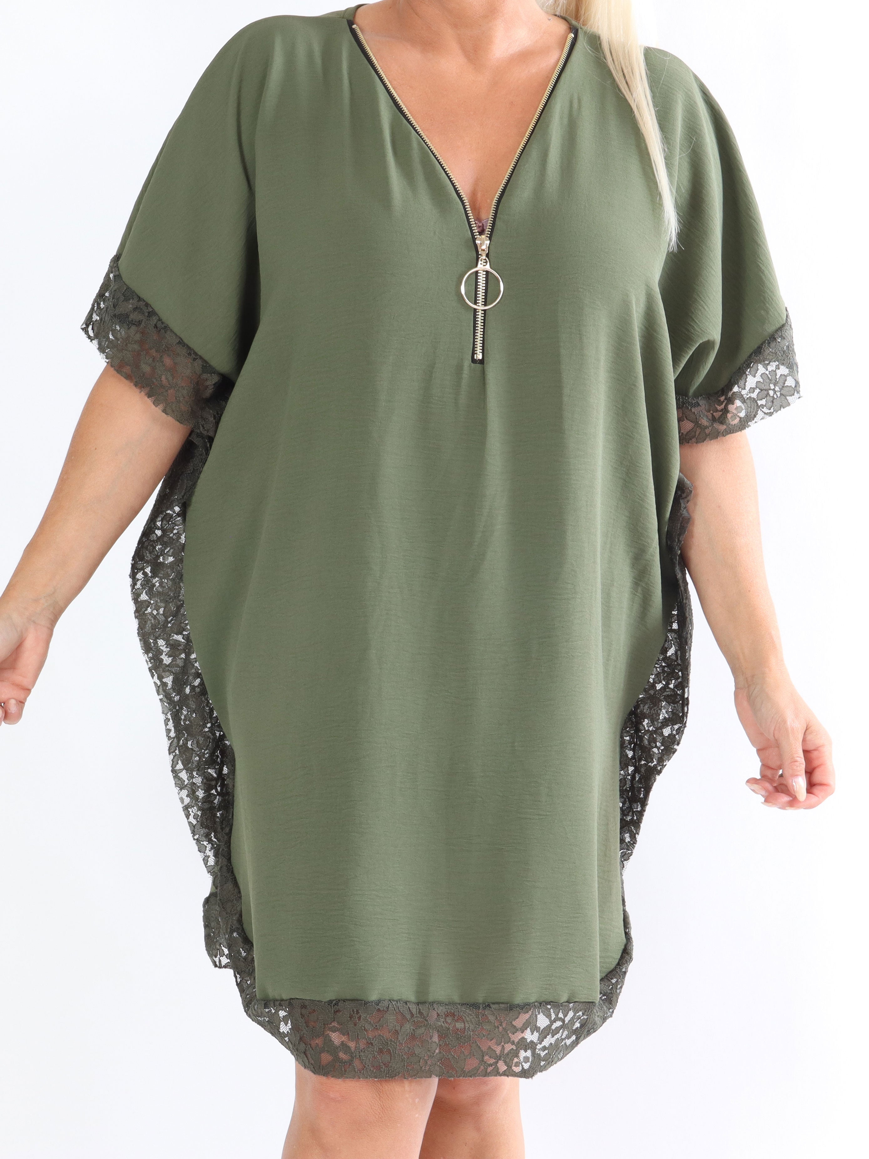 Sofie - Plus size tunika med spets och dragkedja